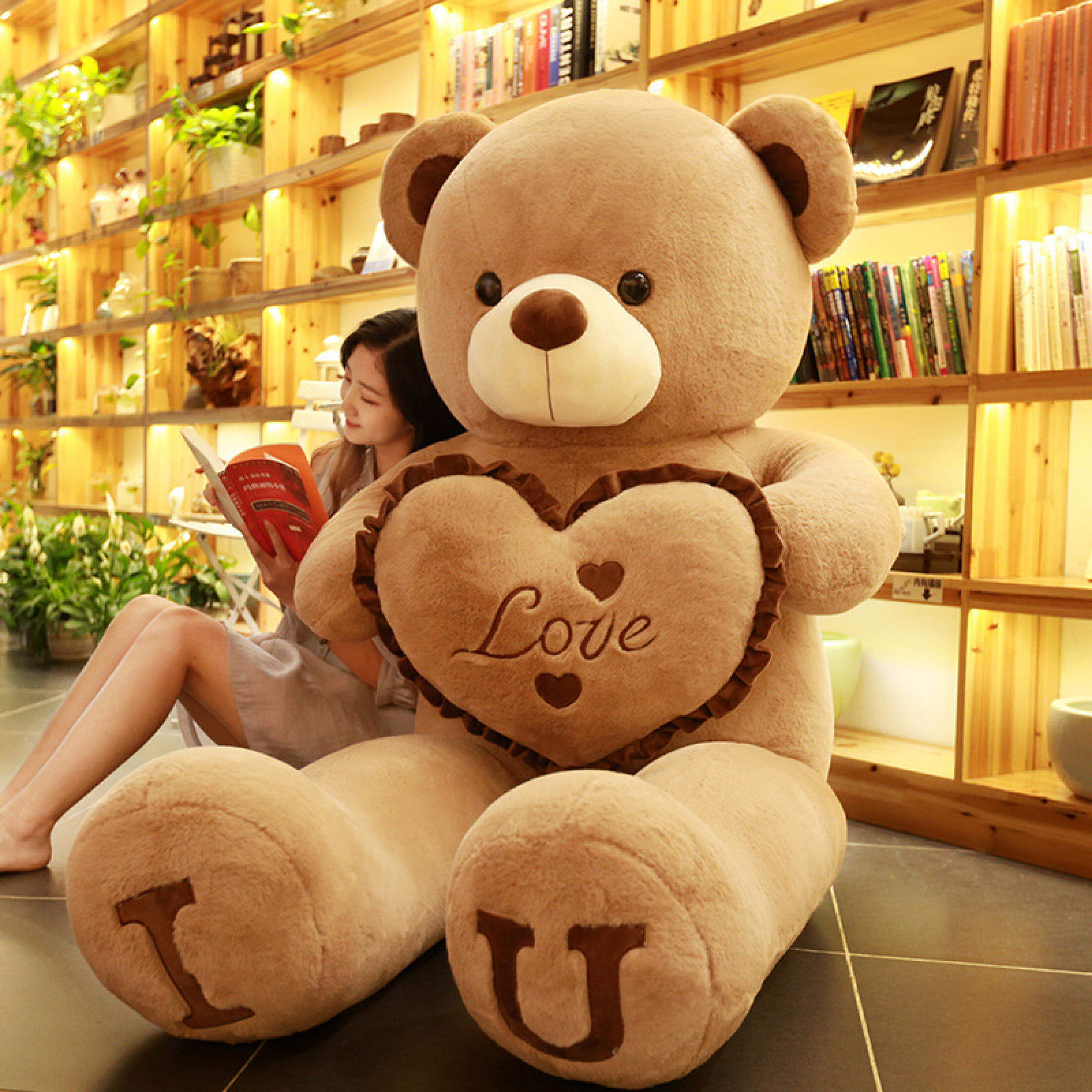 100cm "I LOVE YOU" Big Bear Plush Toy - Huge Stuffed Soft Bear Doll