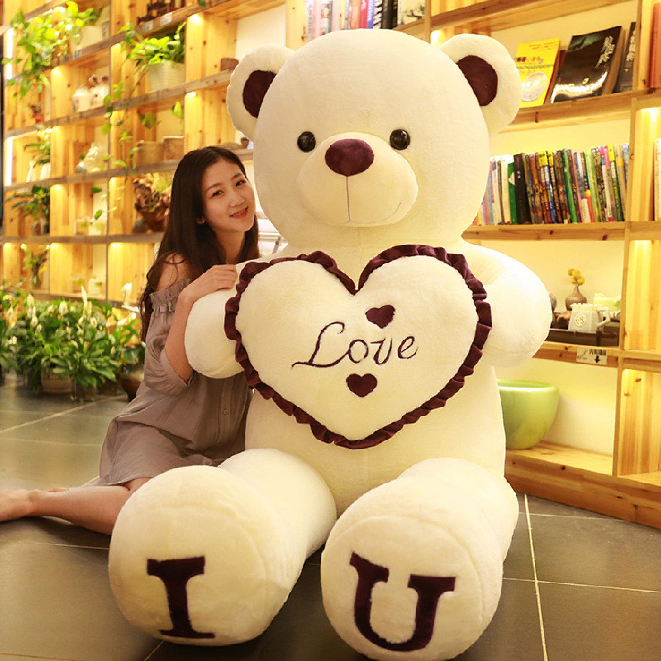 100cm "I LOVE YOU" Big Bear Plush Toy - Huge Stuffed Soft Bear Doll