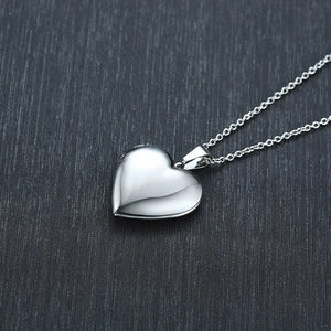 Heart Locket Pendant Necklace for Women & Men - Openable Stainless Steel Photo Frame