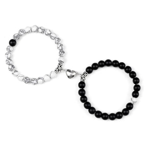 2Pcs/Set Beads Bracelet For Lovers Natural Stone Distance Heart Magnet Couple Bracelets Friendship Fashion Jewelry Gift