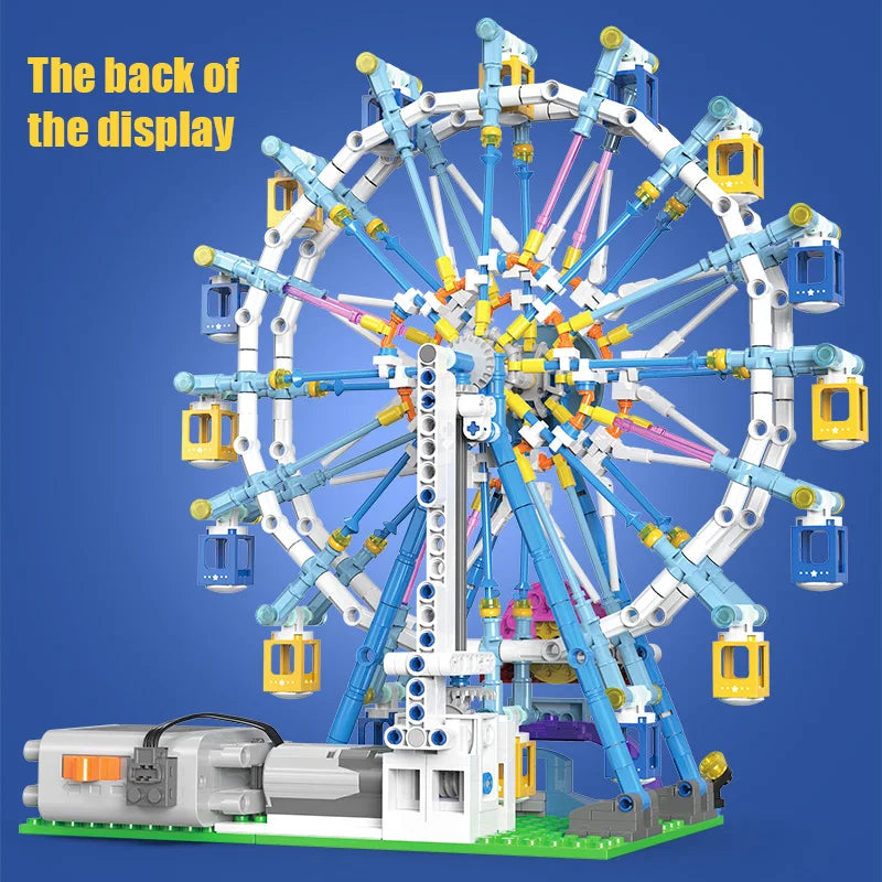 MOC Rotating Ferris Wheel Building Blocks - Electric Bricks with Light for Kids