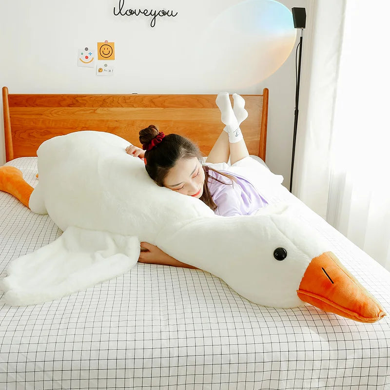 Large White Goose Plush Pillow - 90-190cm Stuffed Toy Gift