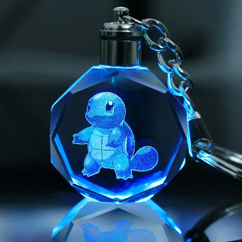 Anime Pokémon Pikachu Colorful Crystal Lamp Keychain – Night Light Pendant for Car Keys, Accessories, and Gifts