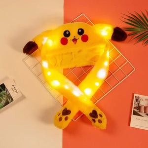 Pokemon Cartoon Glowing Hat Cute Pikachu Children Bunny Hat Cute Pet Bunny Ears Will Move Headband Girl New Year Gift New