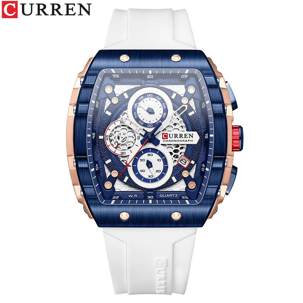 Luxury CURREN Square Men's Watch - Quartz, Waterproof, Chronograph