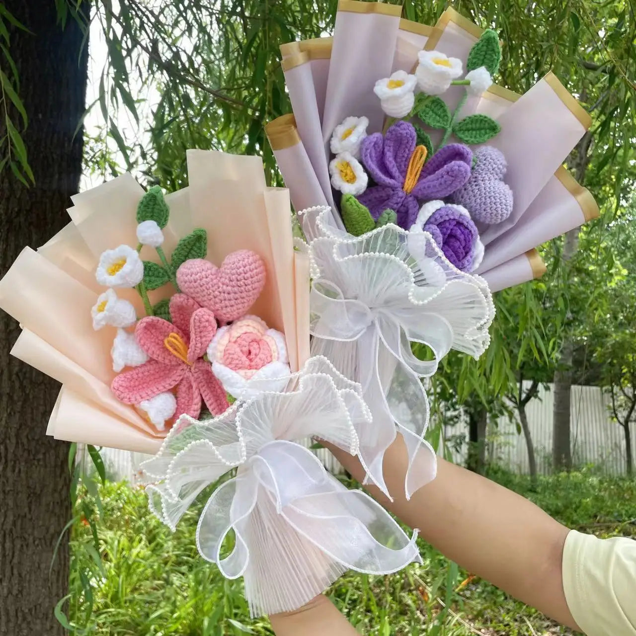 Finished Knitted Sunflower Bouquet - Creative Crochet Flowers for Valentine’s Day, Mother’s Day, Birthday, and Graduation Gifts