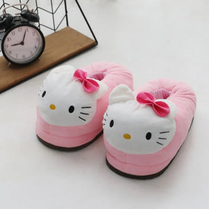 sanrio hello kitty plush slippers – cozy cartoon cotton winter shoes