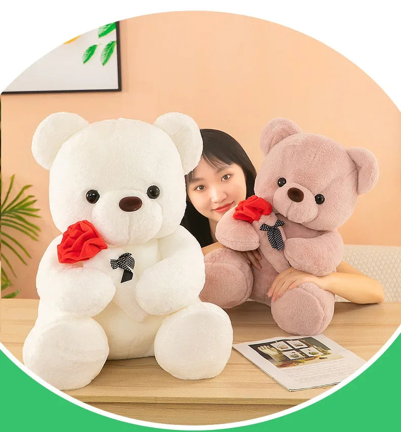 Valentine's Day Teddy Bear Plush Toy for Girls - Cute Rose Bear Gift for Loved Ones