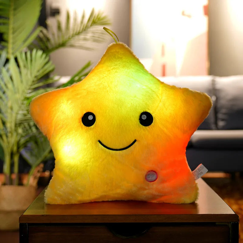 34CM Luminous Star Plush Pillow with LED Light – Soft Stuffed Toy Cushion for Kids, Children, and Girls – Perfect Gift for Christmas & Birthdays