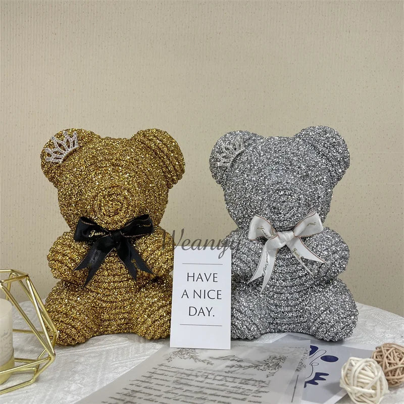 Diamond Teddy Bear with Clear Gift Box