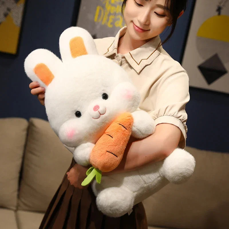 Kawaii Carrot Rabbit Plush Toy - Adorable Bunny Doll Stuffed Pillow for Kids & Girls - Soft Animal Cushion for Birthday & Christmas Gifts