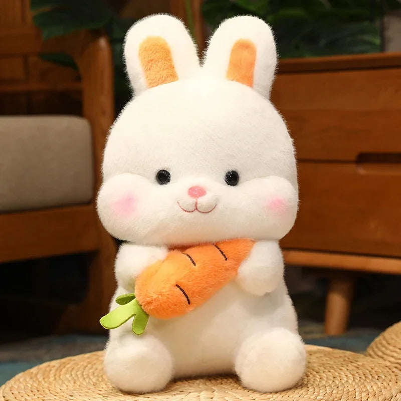 Kawaii Carrot Rabbit Plush Toy - Adorable Bunny Doll Stuffed Pillow for Kids & Girls - Soft Animal Cushion for Birthday & Christmas Gifts