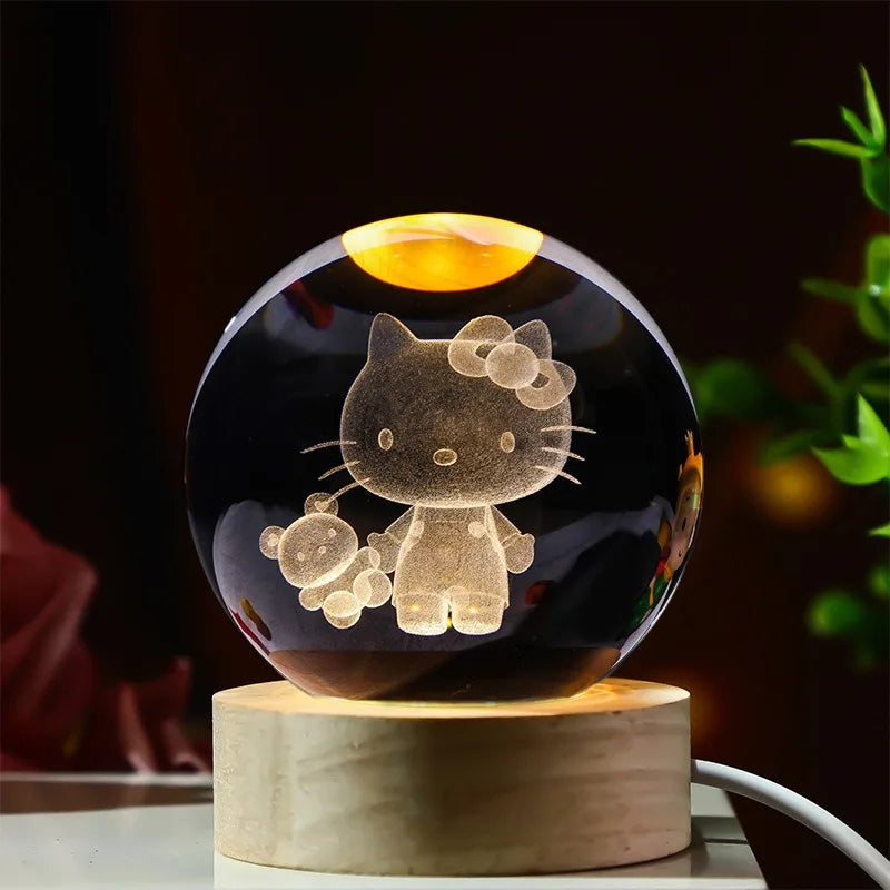 Disney Stitch Crystal Ball Night Light - 3D Laser Carved Gift