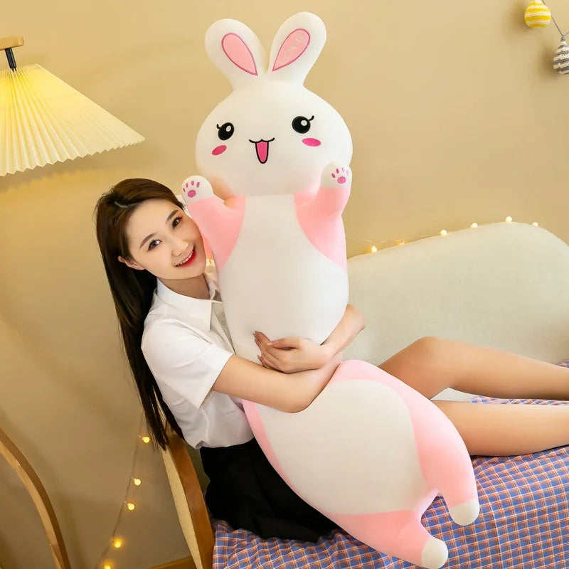 130cm Soft Pink Rabbit Doll – Cute Throw Pillow & Sleeping Companion