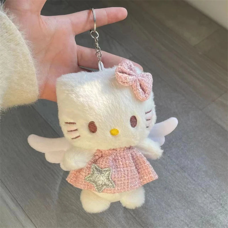 Hello Kitty Plush Doll Keychain - Cute KT Cat Schoolbag Decoration, Fashion Charm, and Room Décor Holiday Gift