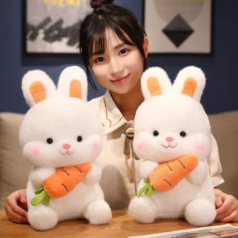 Kawaii Carrot Rabbit Plush Toy - Adorable Bunny Doll Stuffed Pillow for Kids & Girls - Soft Animal Cushion for Birthday & Christmas Gifts