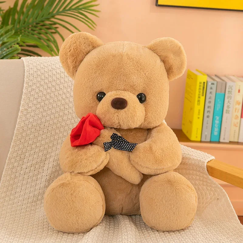 Valentine's Day Teddy Bear Plush Toy for Girls - Cute Rose Bear Gift for Loved Ones