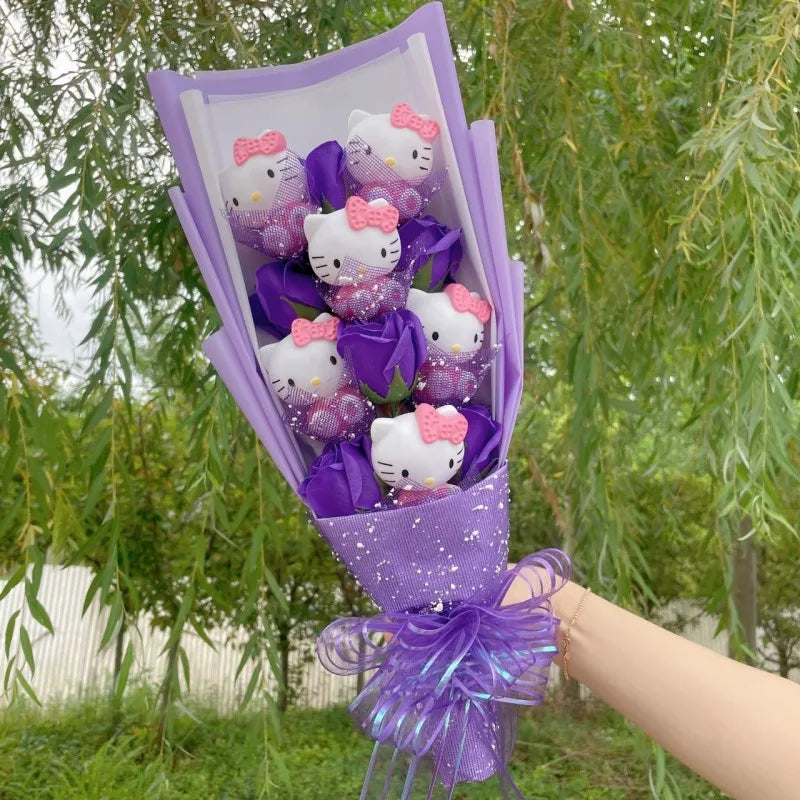 Cartoon Hello Kitty Plush Doll Toy Bouquet - Creative Stuffed Animal Gift for Valentine’s Day, Christmas, Graduation, and Birthdays