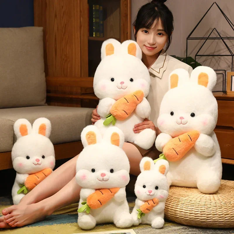 Kawaii Carrot Rabbit Plush Toy - Adorable Bunny Doll Stuffed Pillow for Kids & Girls - Soft Animal Cushion for Birthday & Christmas Gifts