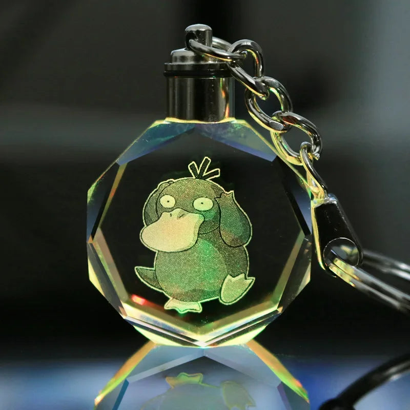 Anime Pokémon Pikachu Colorful Crystal Lamp Keychain – Night Light Pendant for Car Keys, Accessories, and Gifts