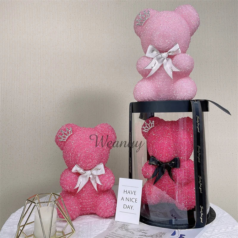 Diamond Teddy Bear with Clear Gift Box