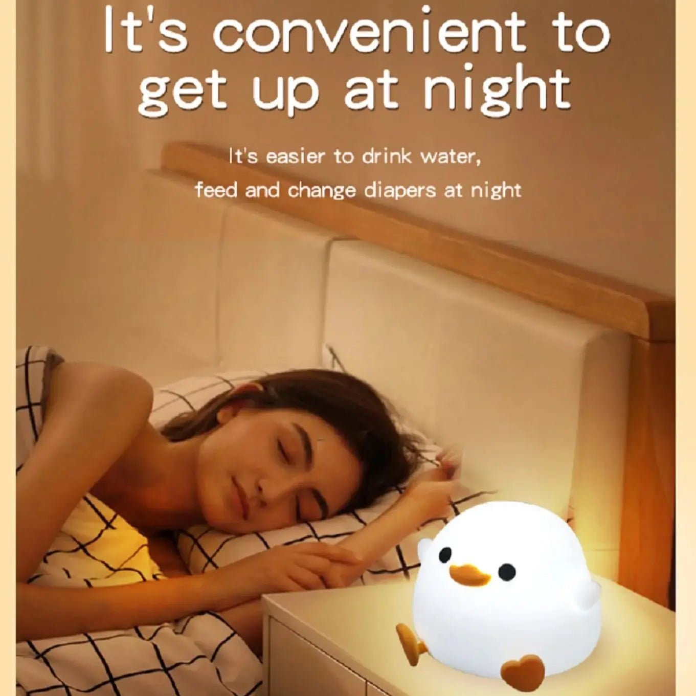 USB Rechargeable Duck Silicone Night Light – Touch Sensor Lamp for Kids