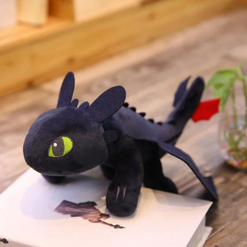 35cm Plush Dragon Toys – Kawaii White & Black Dinosaur Stuffed Animals for Boys & Girls - Birthday Gifts