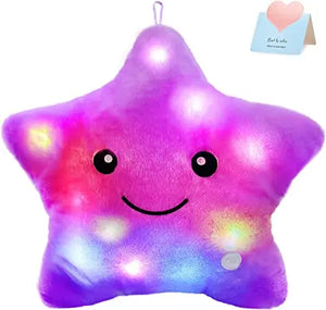 34CM Luminous Star Plush Pillow with LED Light – Soft Stuffed Toy Cushion for Kids, Children, and Girls – Perfect Gift for Christmas & Birthdays