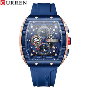 Luxury CURREN Square Men's Watch - Quartz, Waterproof, Chronograph