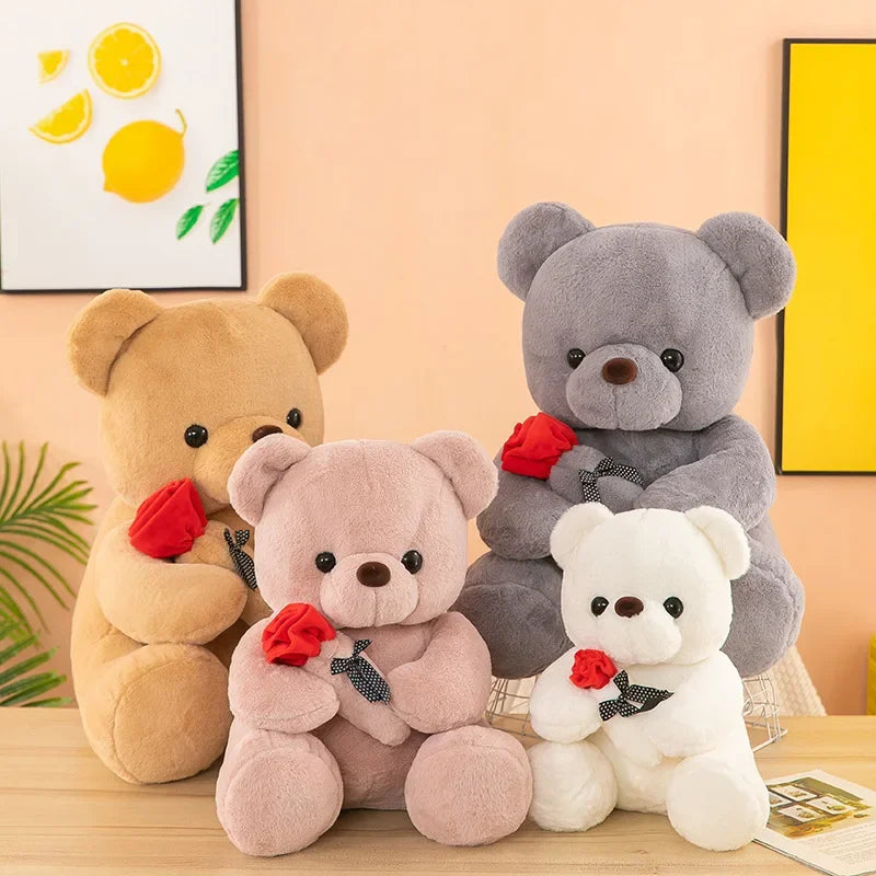 Valentine's Day Teddy Bear Plush Toy for Girls - Cute Rose Bear Gift for Loved Ones