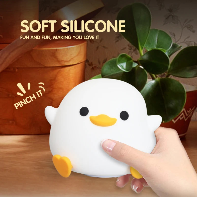 USB Rechargeable Duck Silicone Night Light – Touch Sensor Lamp for Kids