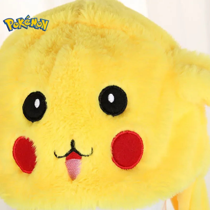 Pikachu Pokemon Anime Plush Hat with Flashing Bunny Ears – Cute Cartoon Hat with Movable Ears, Stuffed Plush Doll Gift