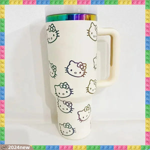 40Oz Hello Kitty Stainless Steel Insulated Mug with Handle & Straw