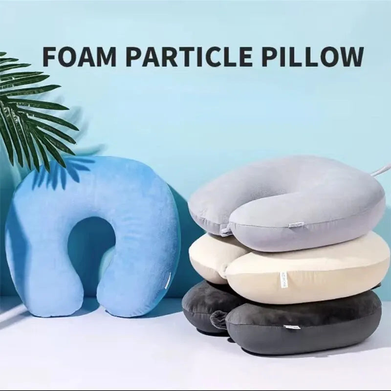 Random Color 1PC Soft Travel Pillow with Foam Particles for Comfort on Airplanes, Cars, and Home Office Use - Stuffed Toy