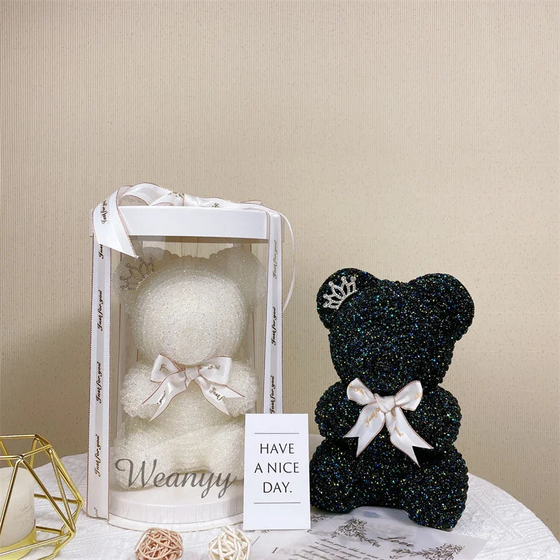 Diamond Teddy Bear with Clear Gift Box