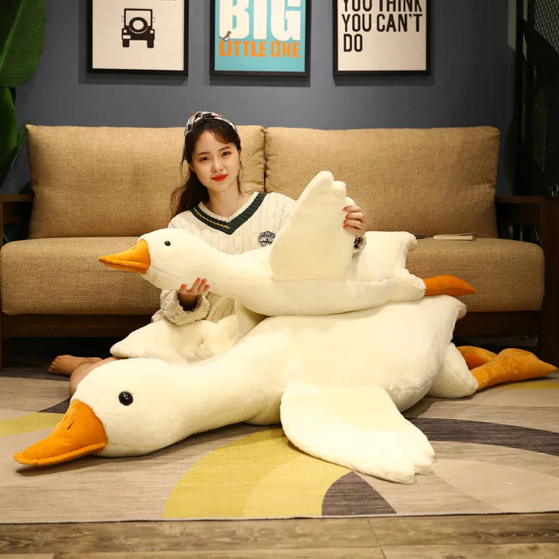 Giant Fluffy Duck Plush Toy - Adorable 50-130cm Sleeping Pillow for Kids & Girls | Perfect Birthday Gift