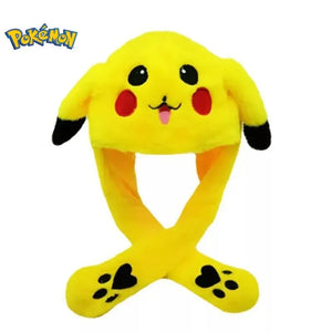 Pikachu Pokemon Anime Plush Hat with Flashing Bunny Ears – Cute Cartoon Hat with Movable Ears, Stuffed Plush Doll Gift