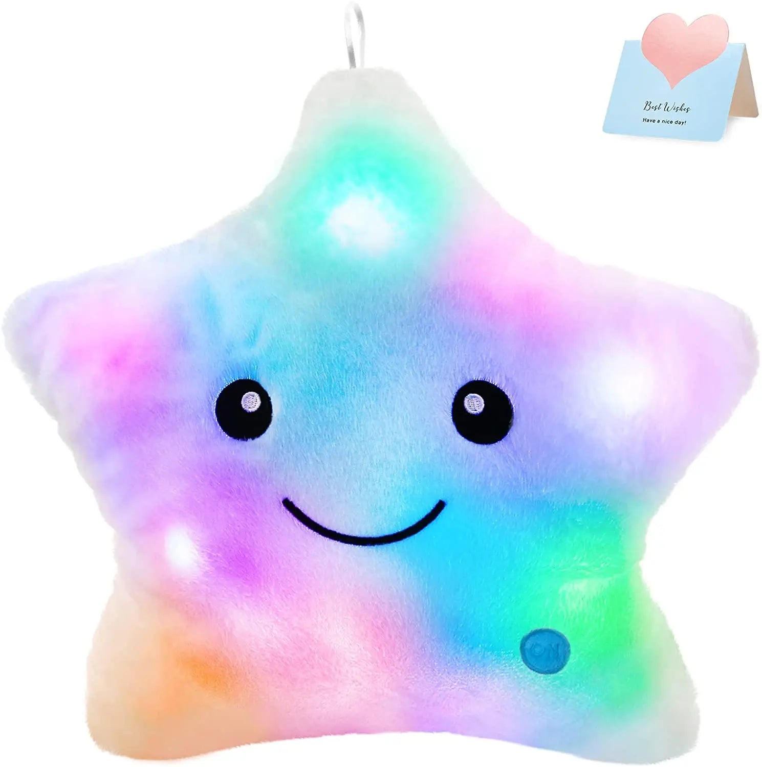 34CM Luminous Star Plush Pillow with LED Light – Soft Stuffed Toy Cushion for Kids, Children, and Girls – Perfect Gift for Christmas & Birthdays