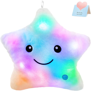 34CM Luminous Star Plush Pillow with LED Light – Soft Stuffed Toy Cushion for Kids, Children, and Girls – Perfect Gift for Christmas & Birthdays