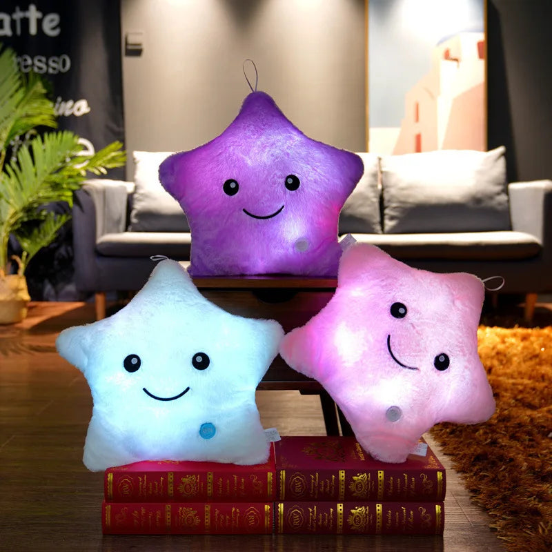 34CM Luminous Star Plush Pillow with LED Light – Soft Stuffed Toy Cushion for Kids, Children, and Girls – Perfect Gift for Christmas & Birthdays