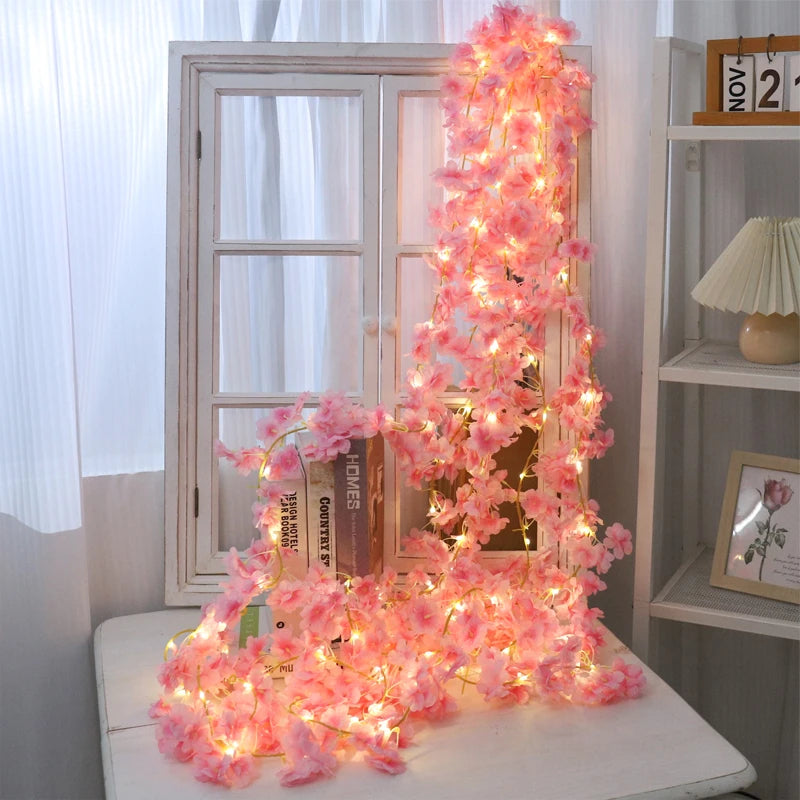 Kahaul Artificial Pink Cherry Blossom Vine - Wedding, Home & Party Decoration