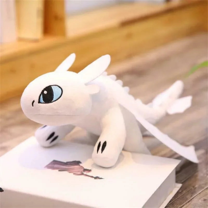 35cm Plush Dragon Toys – Kawaii White & Black Dinosaur Stuffed Animals for Boys & Girls - Birthday Gifts