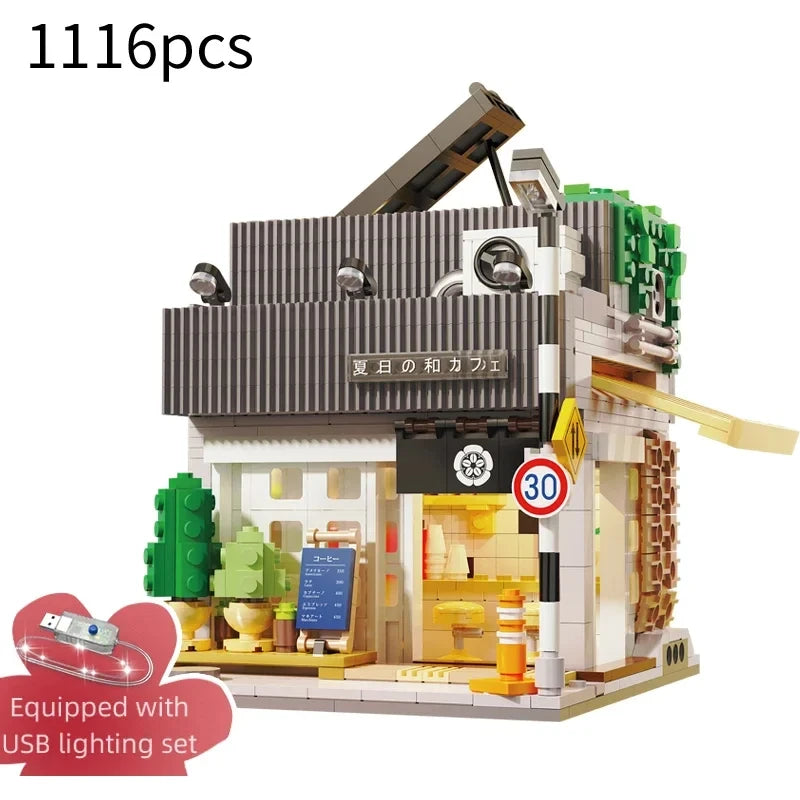 Cada LED Japanese Street View Building Blocks – Steamed Bun House & Summer Cafe