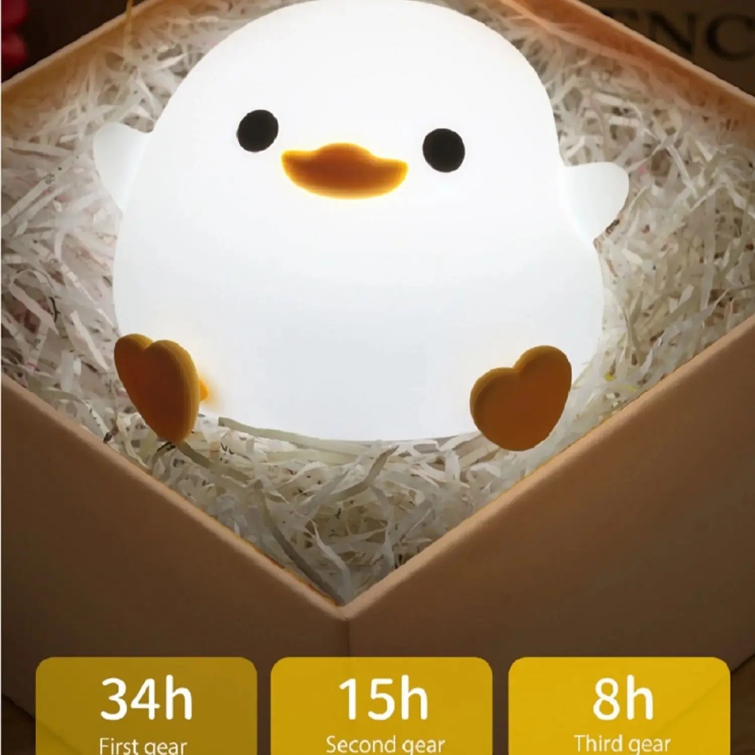 USB Rechargeable Duck Silicone Night Light – Touch Sensor Lamp for Kids