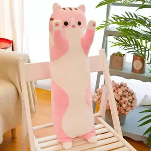 Cartoon Cat Plush Body Pillow – Cute Kawaii Cat Stuffed Cushion for Sofa, Decorative Body Pillow & Soft Back Cushion for Sleeping