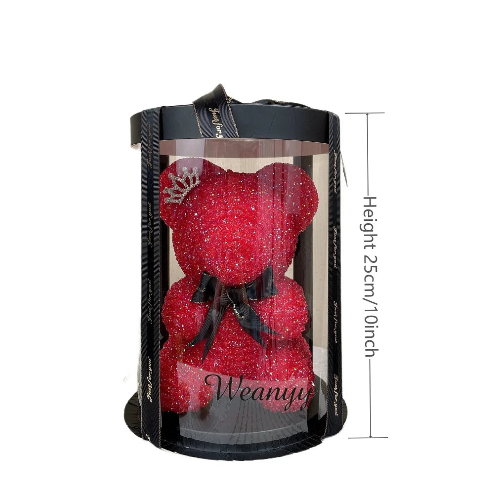 Diamond Teddy Bear with Clear Gift Box