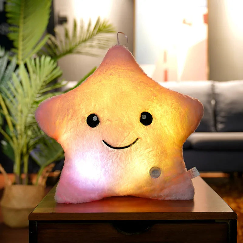 34CM Luminous Star Plush Pillow with LED Light – Soft Stuffed Toy Cushion for Kids, Children, and Girls – Perfect Gift for Christmas & Birthdays