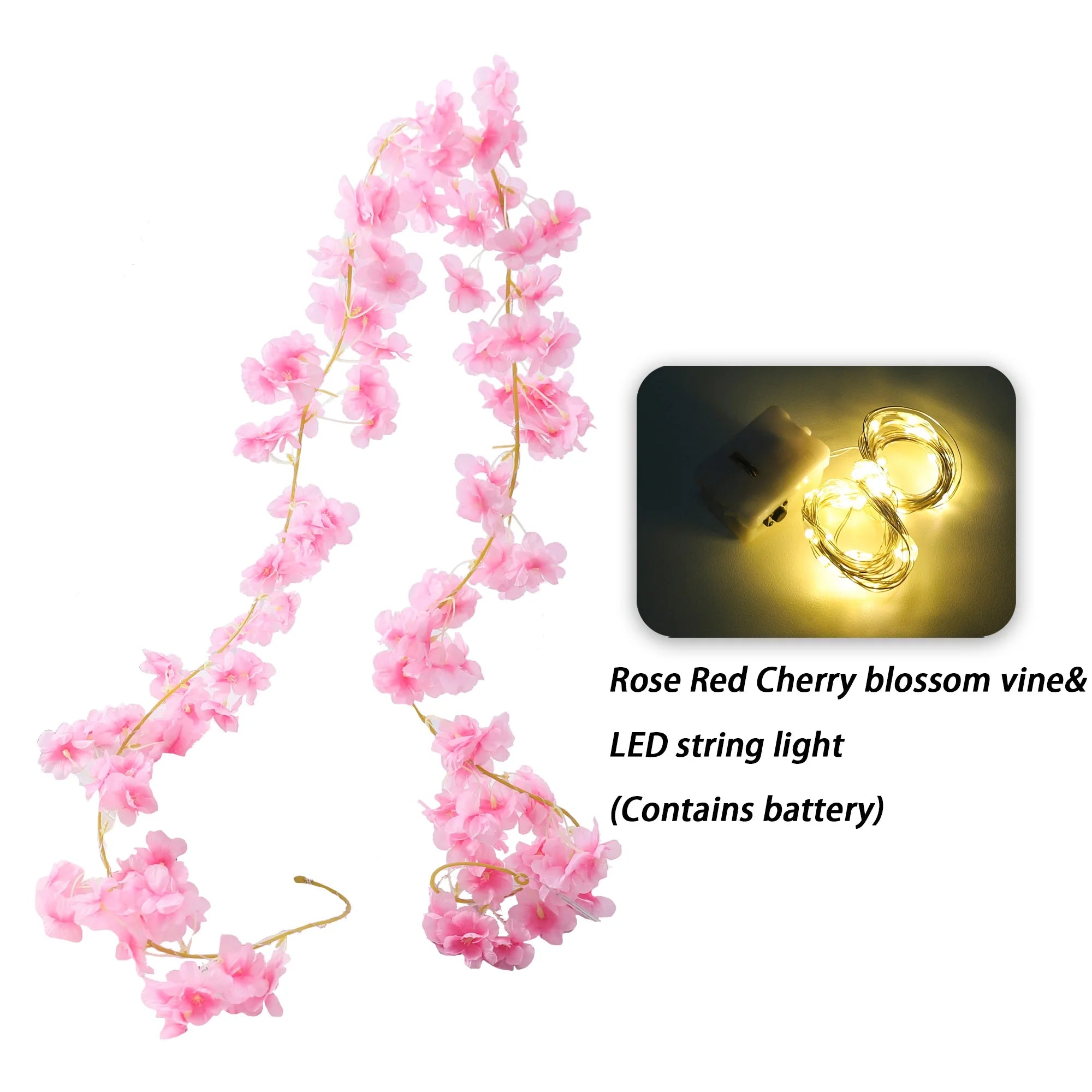 Kahaul Artificial Pink Cherry Blossom Vine - Wedding, Home & Party Decoration