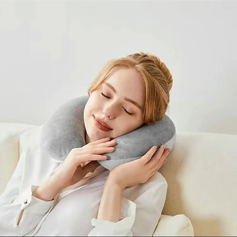 Random Color 1PC Soft Travel Pillow with Foam Particles for Comfort on Airplanes, Cars, and Home Office Use - Stuffed Toy