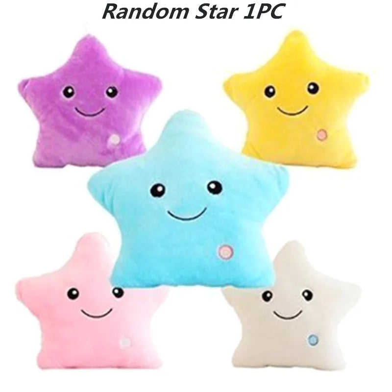 34CM Luminous Star Plush Pillow with LED Light – Soft Stuffed Toy Cushion for Kids, Children, and Girls – Perfect Gift for Christmas & Birthdays